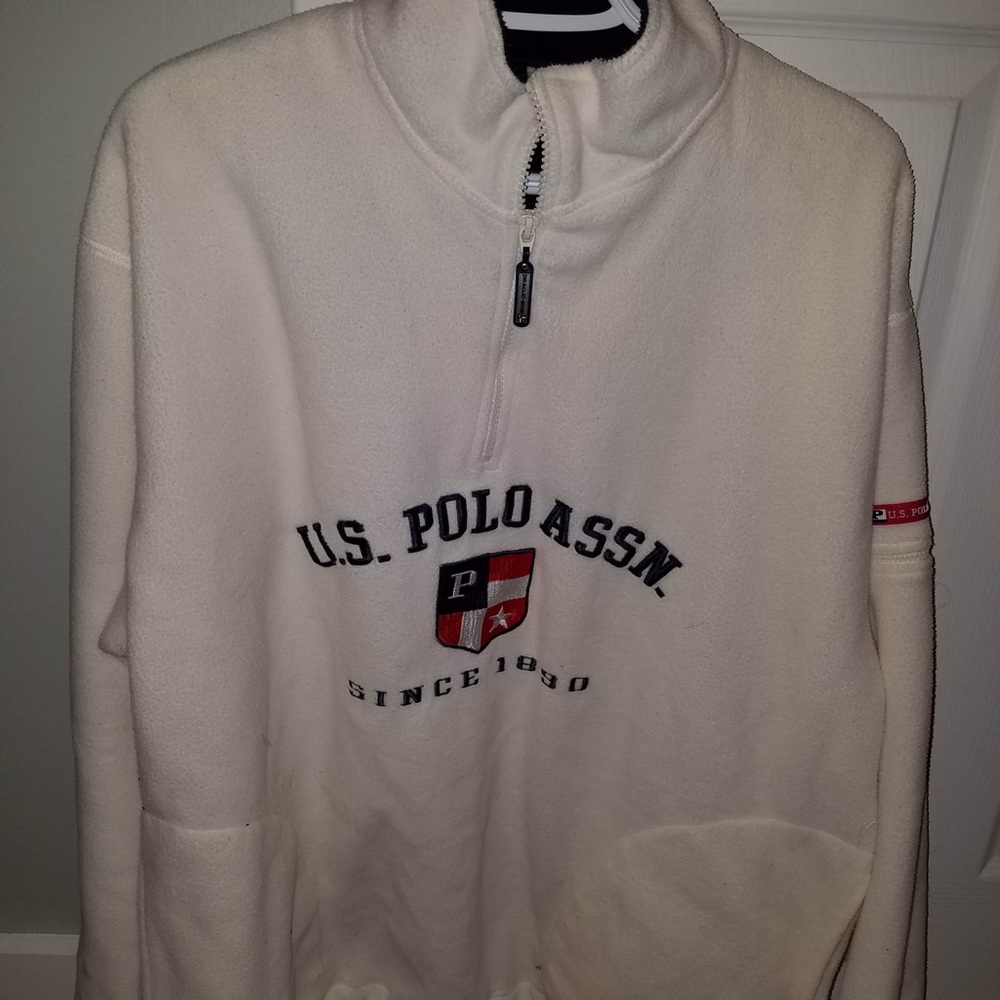 U.S Polo Assn. Large white fleece quarter zip